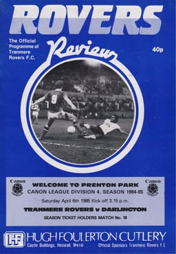 Tranmere Rovers v Darlington Match Programme 1985-04-06